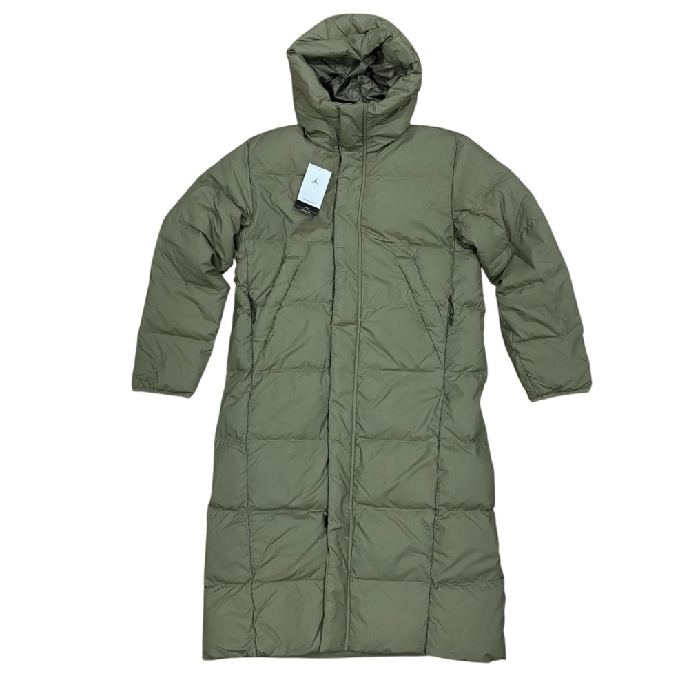 Air Jordan Flight Full Length Zip Down Olive Parka Jacket